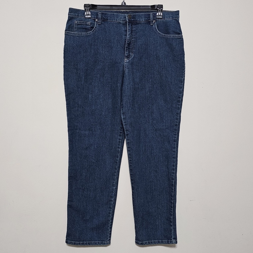Basic Edition Women's Jeans Pants Size‎ 18 Blue Long Dark Wash Stretch 446226